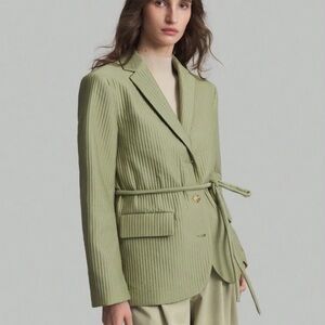 Olive Green Women's Belted Blazer